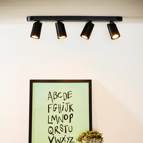 Lucide XYRUS - Spot plafond - LED Dim to warm - GU10 - 4x5W 2200K/3000K - Noir - ambiance 1
